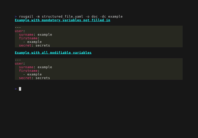 Example documentation for the configuration
