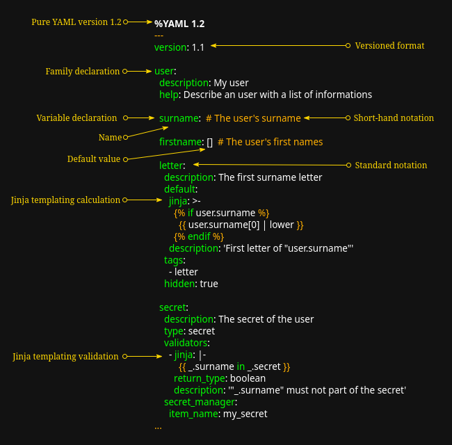 Structured data describe in Rougail format
